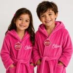 Personalised Embroidered Children Kids Robes Pink