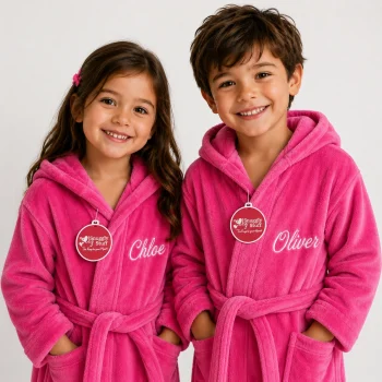 Personalised Embroidered Children Kids Robes Pink