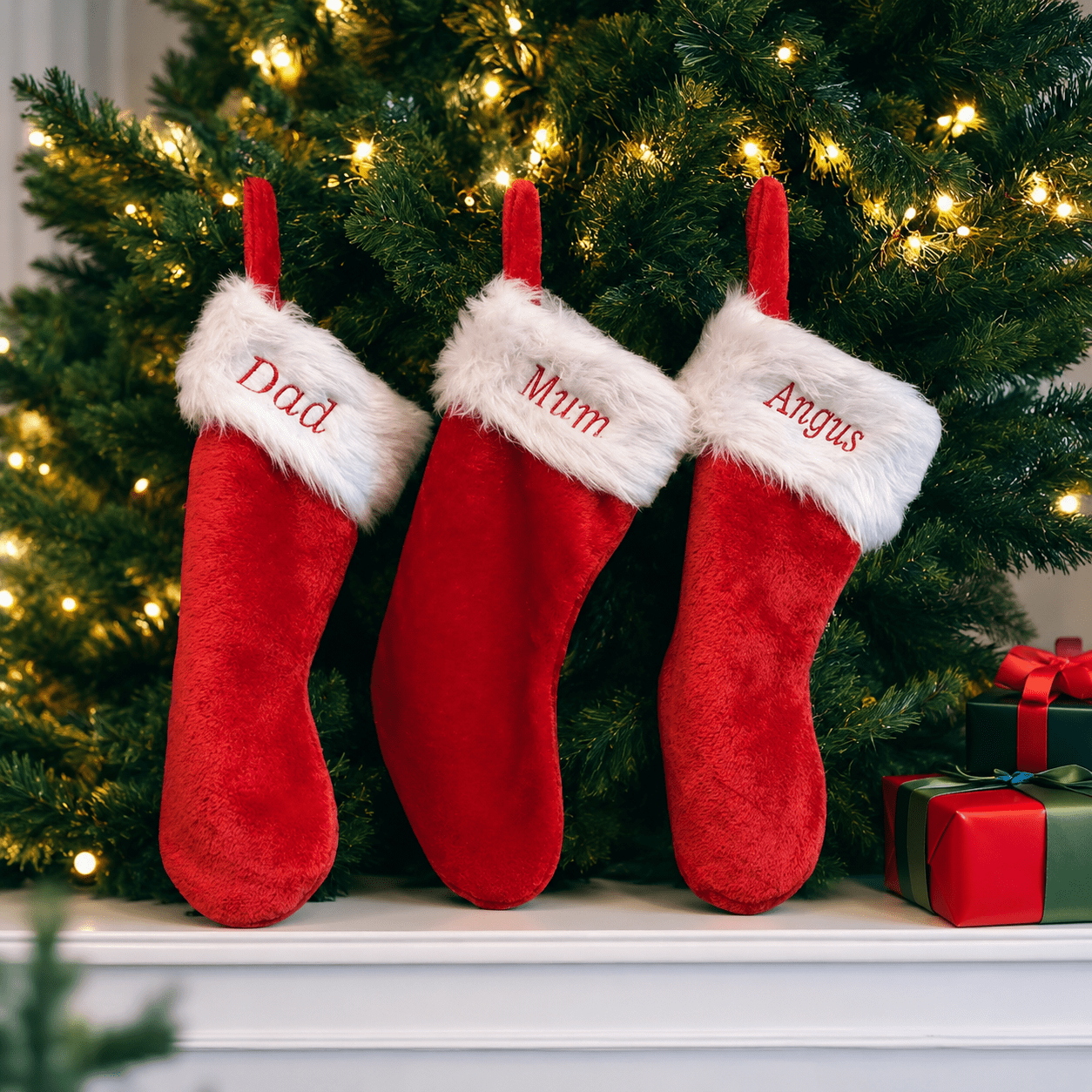 Christmas Plush Stockings Embroidered