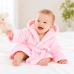 Personalised Embroidered Baby Plush Robes Light Pink