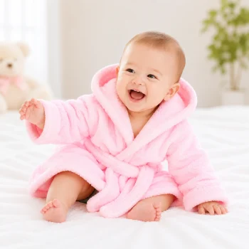 Personalised Embroidered Baby Plush Robes Light Pink