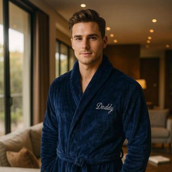 Personalised Snuggly Plush Robe Navy